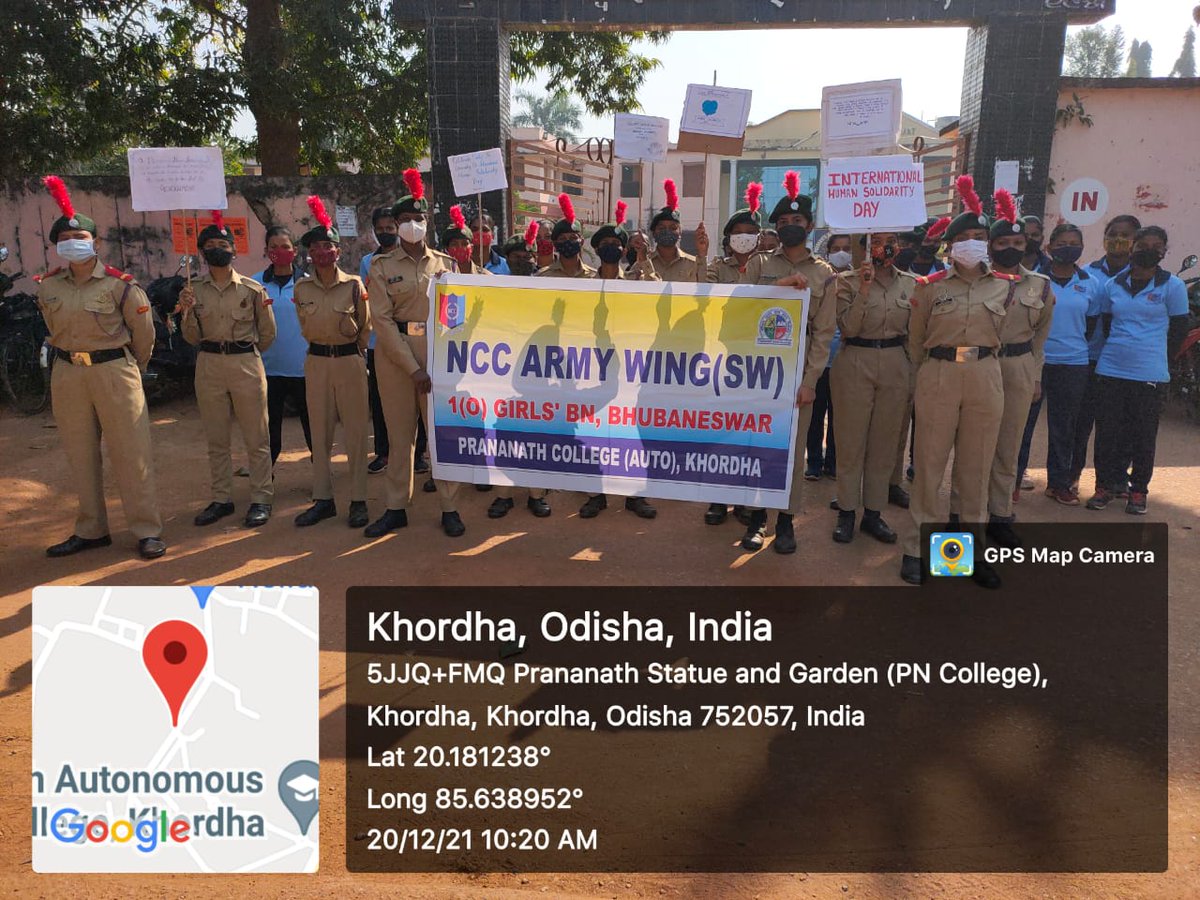 AsimaSatpathy's tweet photo. Awareness program on International Human Solidarity Day in P.N College Autonomous, khordha under 1(o) Girls BN, bbsr. Poster making and slogan writing by cadets.
#NCC
#Odisha Dte
#Kalinga Sagar 
#Utkal pride https://t.co/ly7b23Lvqz