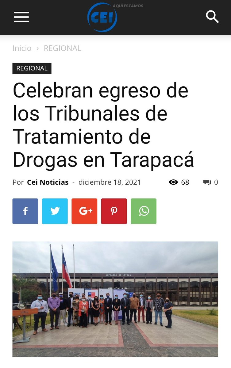 Senda_Tarapaca's tweet photo. 🗞PRENSA| Medios locales destacan egresos de los Tribunales de Tratamiento de Drogas en Tarapacá.
Usuarios del programa de justicia terapéutica culminaron exitosamente su proceso de recuperación. https://t.co/C5D7YgmhMK