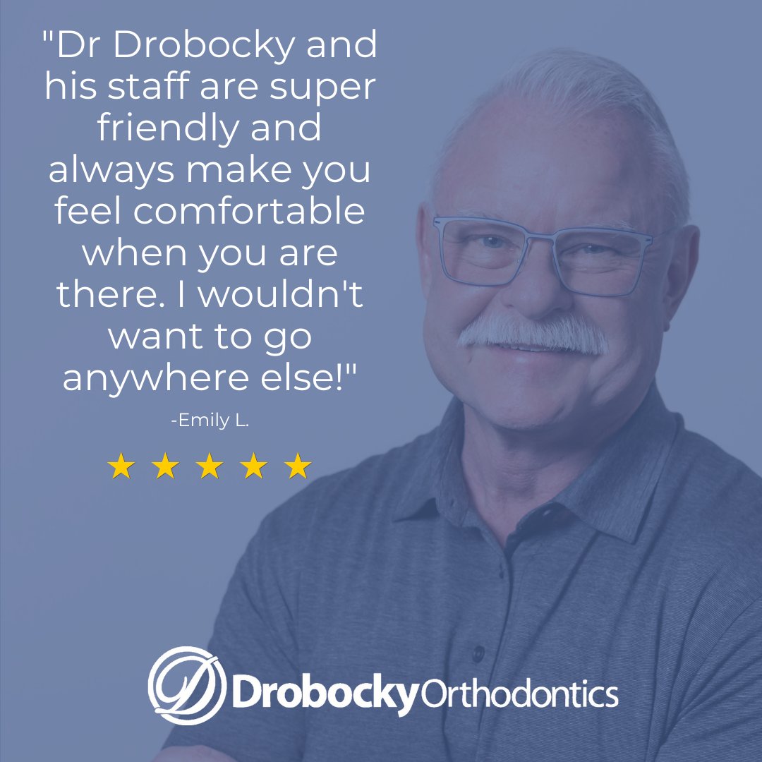 DrobockyOrtho's tweet photo. ⭐⭐⭐⭐⭐
Thank you for the sweet words Emily! We hope all our patients feel comfortable walking in and wouldn't want you to go anywhere else either!

#Drobockyortho #bracesbythebest #drobockysmiles #HandcraftedSmiles #TheDrobockyExperience https://t.co/tPfm3CjAUR