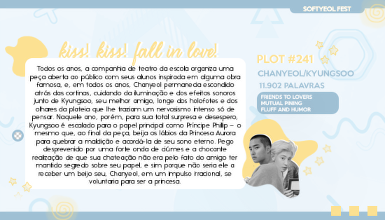 softyeolfest's tweet photo. ⤷ kiss! kiss! fall in love!
♡ Chanyeol/Kyungsoo
♡ Friends to Lovers, Mutual Pining Fluff and Humor
♡ #plot241 | 11.902 palavras
» https://t.co/IznqbOtOqs https://t.co/lz1zKUfnc7