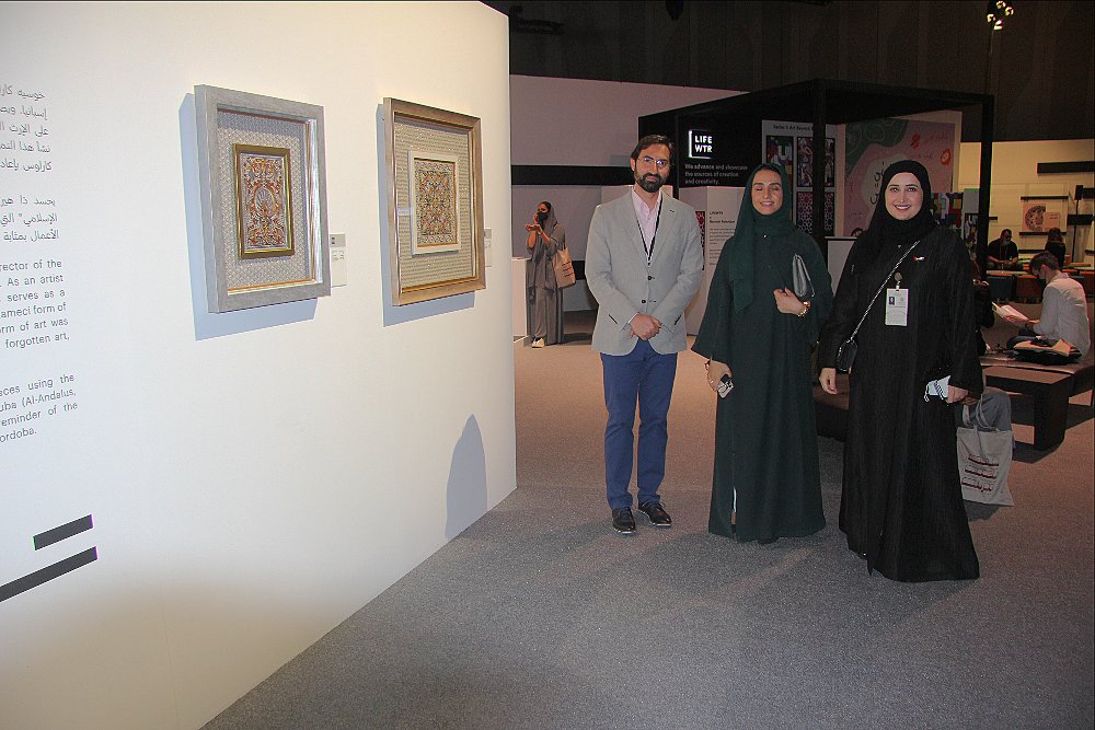 ExpoSpain2020's tweet photo. Visit Islamic Guadameci Art, a millenary art exhibition by Spanish artist Jose Carlos Villarejo @jcvillarej in #alburdafestival @AlBurda_UAE, #Dubai Exhibition Centre (DEC) at @Expo2020Dubai @EmbEspEAU @GuadameciOmeya https://t.co/R3FYG1hjgc