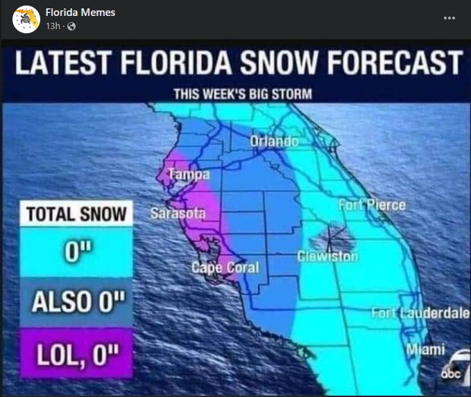PolkCoSheriff's tweet photo. Important weather update: 
#PCSO  #ImDreamingOfAWhiteSandyBeachChristmas #TheresNoSnowTheresNoSnowTheresNoSnow https://t.co/KgYosMOgPd