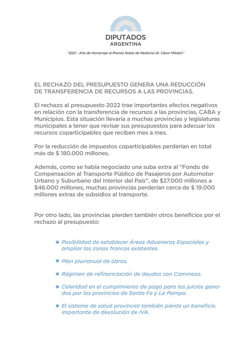 SergioMassa's tweet photo. Tal vez no se entienda o no saben como funciona el presupuesto. Les reitero sin ninguna consideración el 1º de los 4 informes que surgen como resultado del rechazo al presupuesto. https://t.co/RKzz9MWBkG