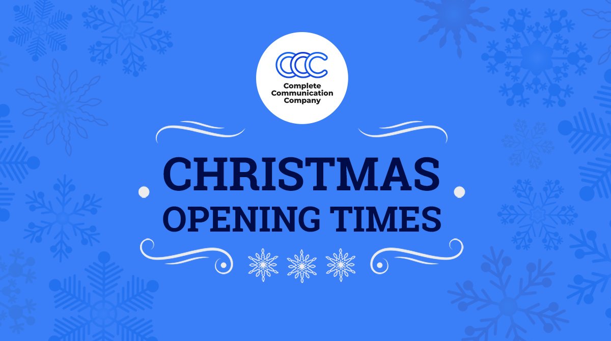 Our Christmas Opening Times 🎄

24th December: 9am - 5pm
25th - 28th December: Closed *
29th December: 9am - 5pm
30th December: 9am - 5pm
31st December 9am - 5pm
1st - 3rd January: Closed *
4th January: 9am - 5pm

* Emergency support calls only