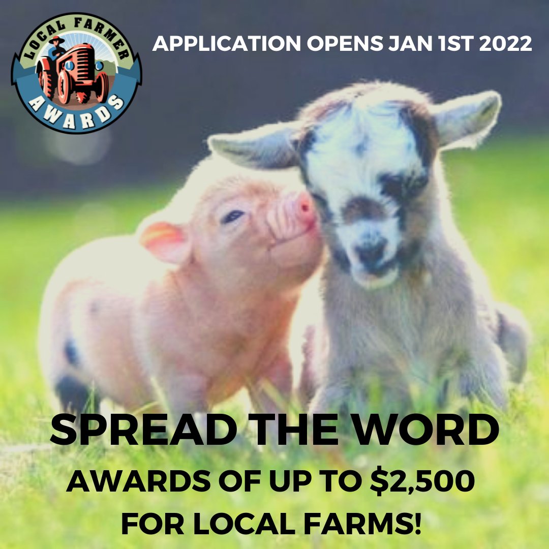 Encourage your favorite local farm to apply for a 2022 Local Farmer Award.  Learn more about the eligibility requirements for these $2,500 awards at farmerawards.org. Application open Jan 1-31.  #farmerawards #localfarms #weneedourfarmers