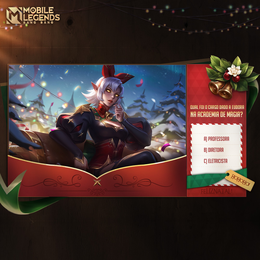 MLBBBR's tweet photo. ⸝₍̗⁽ˆ⁰ˆ⁾₎͕ Quiz Natalino!  🎄❄️

Você conhece nossos heróis?  🤔 

Responda e mostre que você é um expert! 😏⚡️
Não esqueça de enviar seu ID e Server

#MLBBQuiz #NatalMLBB
#NatalMLBBBR 
#MobileLegendsBangBang #MobileLegends #mobilelegendsbrasil #MLBBBR https://t.co/qVbbDqEmQc