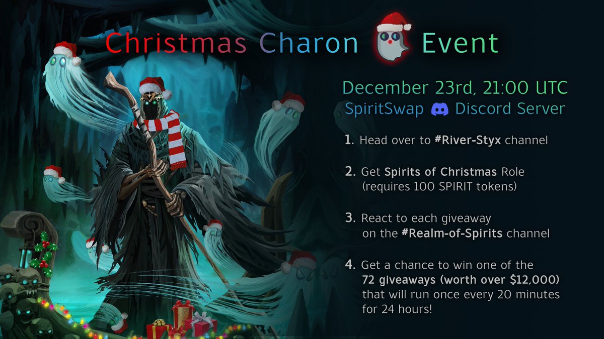 Let's celebrate the upcoming "Christmas Charon Event" with a simple Giveaway! 

3 people who RT &amp; Like this post will win $100 in $FTM each 🥳

#Fantom