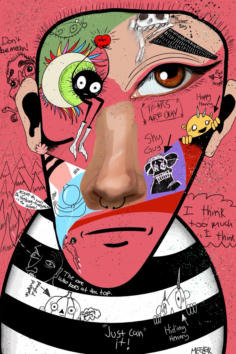 Gavinmeeler's tweet photo. " I think too much, I think" my next piece in Gavin's World collection. This piece will be available December 22nd at 5 pm est!! 

This will be the first multiple in the series. This piece will be a 3/3 for 0.23 Eth 👀 a bit cheaper way into Gavin's World 

On @opensea https://t.co/zAO1wovTOT