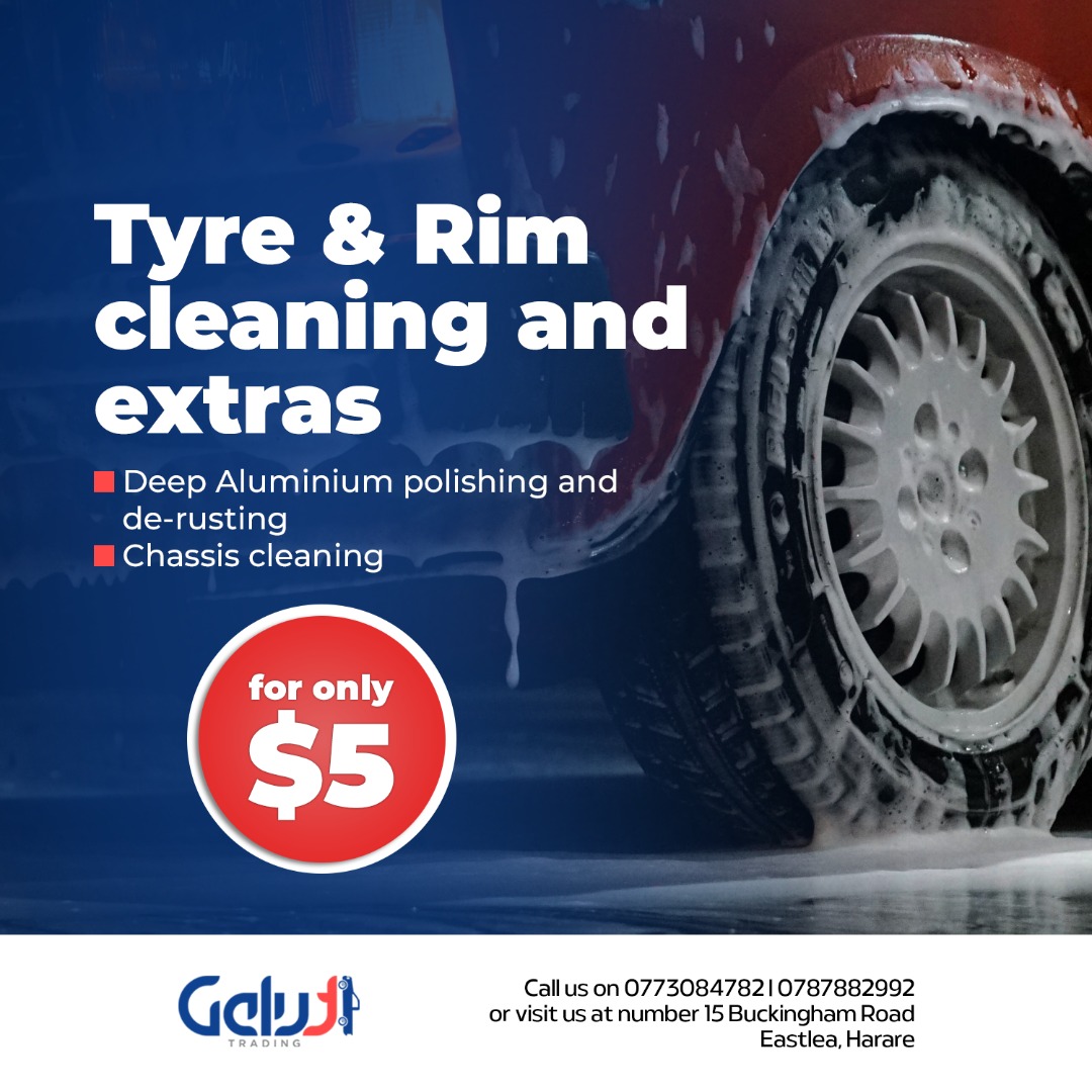 Did you know that our car wash offers tyre and rim cleaning services for just $5! 

Svikai kuTrek Msasa and let our team take car of your car! 

#carwash #autocare #vehiclemaintenance #galuttrading #tyreandrimcleaning #trekmsasa #msasa
