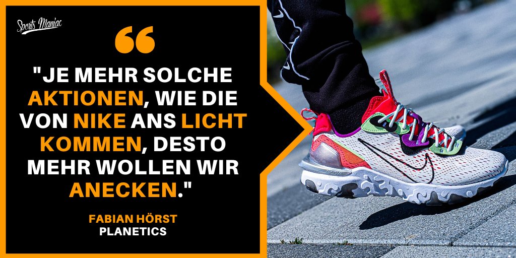 SportsManiacDE's tweet photo. Im aktuellen #Podcast reden wir mit #PLANETICS-Gründer Fabian Hörst darüber, wie die großen Sportartikelhersteller wie #Nike beim Thema #Nachhaltigkeit gewaltig patzen.
#PLANETICS legt daher den Finger in die Wunde. Mit diesen #Marketing-Aktionen ... ↩️
https://t.co/IiFUykfD3L https://t.co/furOWH3zqx