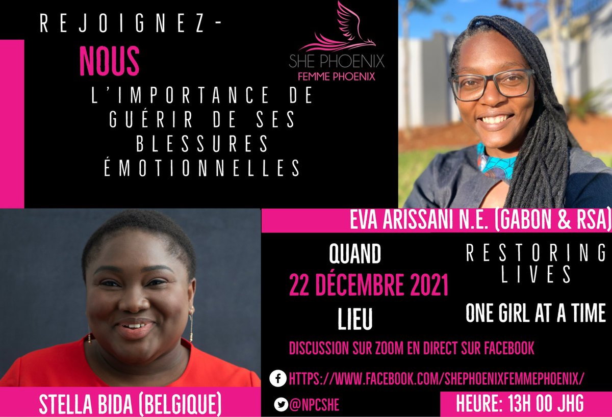 NpcShe's tweet photo. Rejoignez @EvaArissani &amp; @stellabida ce 22 décembre 2021 à 13:00, heure de JHG pour une conversation qui ne vous laissera pas de marbre. https://t.co/COMO6iwxIb #santeemotionnelle #santementale #vieemotionnelle #charite #grossesseprecoce #TeenagePregnancyIsNotADeadEnd https://t.co/kHBlVBuE1Z