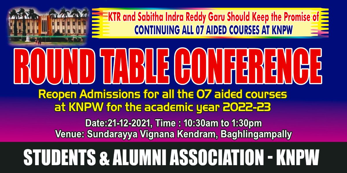 SwathiManiputri's tweet photo. Save Kamala Nehru Polytechnic For Women...
Join Us 
#SaveKNPW 
@SaveKNPWC @PkGollamudi @wherearewomen1 @seethakkaMLA @MahilaCongress @WomComMatters @JanaSenaParty @TJSPartyOnline @JaiTDP @trspartyonline @INCTelangana @realyssharmila https://t.co/clhYRp5F4W