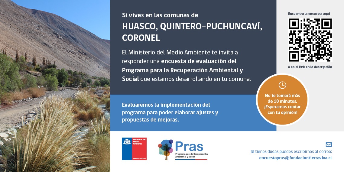 ¡No te olvides! La Seremi del Medio Ambiente @MMAAtacama te invita a responder una encuesta de evaluación del Programa para la Recuperación Ambiental y Social de Huasco. Esperamos contar con tu opinión Encuentra la encuesta aquí: forms.gle/fXzZb47NyfmHyW…