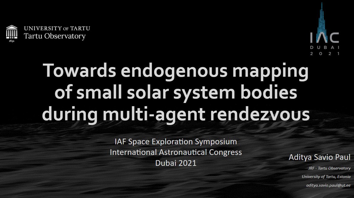 Presented our work on multi-agent mapping and exploration at the International Astronautical Congress 2021. #iac2021
My research deals with the study of transient events by mapping them using multiple exploring bodies 
@tartuobs 
#research #multi_agent #spaceexploration