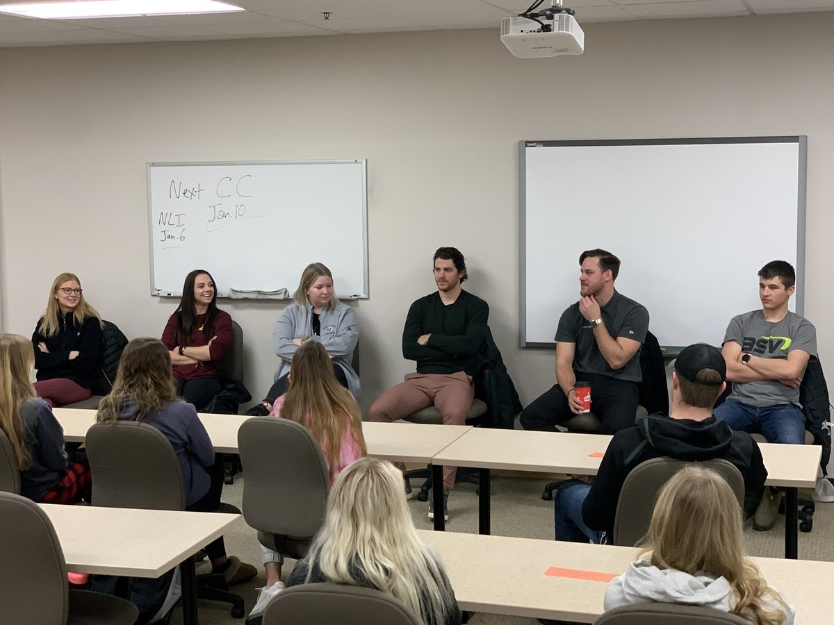 GRactivities's tweet photo. Thanks to our outstanding GRHS Alumni’s for speaking to the current Captains today! @ISD_318 @MSHSLjohn https://t.co/WptHws5sEv