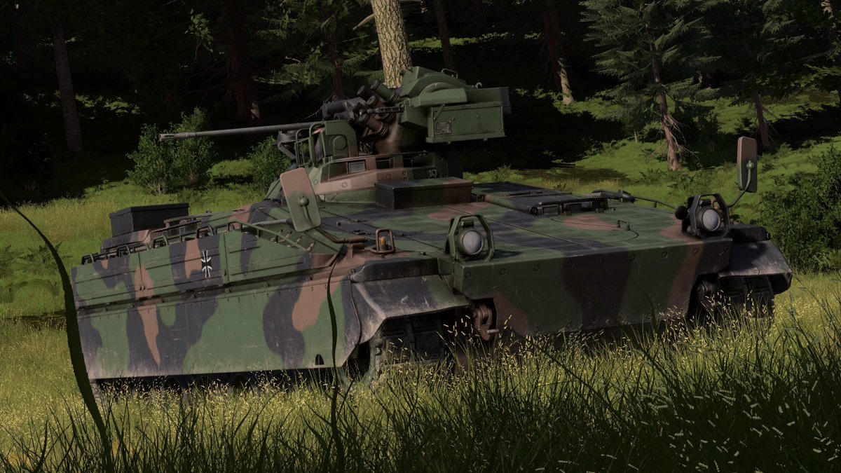 BISimulations's tweet photo. The @bundeswehrInfo Marder IFV is celebrating 50 years! Great news for #VBS users, the German Army Marder 1A5 is undergoing a service-life extension. Strap yourself in and train to join the Very High Readiness Joint Task Force. #mechinf #combinedarms #pzgren #warhorse https://t.co/FZXLKFOC8R