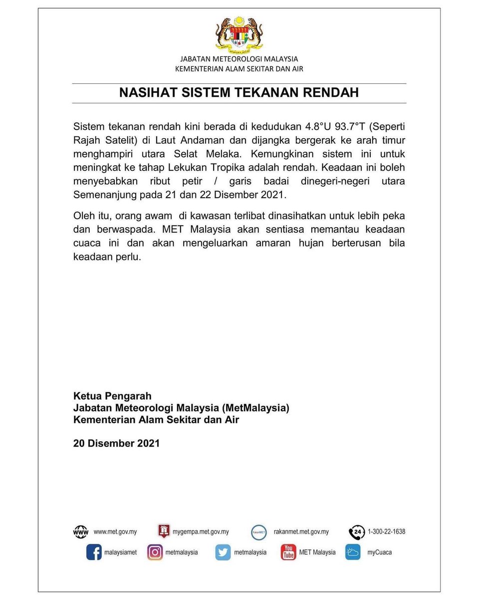 titm_official's tweet photo. @metmalaysia memberi penjelasan dan nasihat berhubung Sistem Tekanan Rendah. Insya-Allah, @metmalaysia akan terus memantau keadaan cuaca dan mengeluarkan arahan hujan berterusan jika perlu. 

#KeluargaMalaysia
#Banjir https://t.co/LIiOHIdGfo
