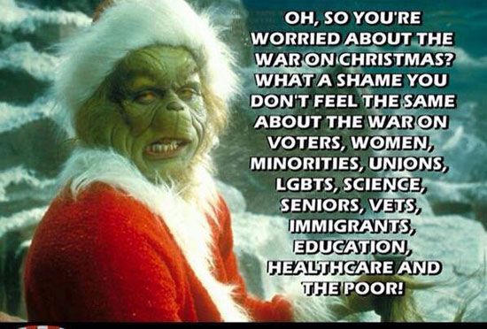 Why don't we spend more time worrying about the real issues, like health care, voter suppression, and education, instead of making Christmas a political issue, shall we? Oh and don't forget: you're a mean one, Mr. Trump. 😉😂🎄🎁❄️🎅🏻