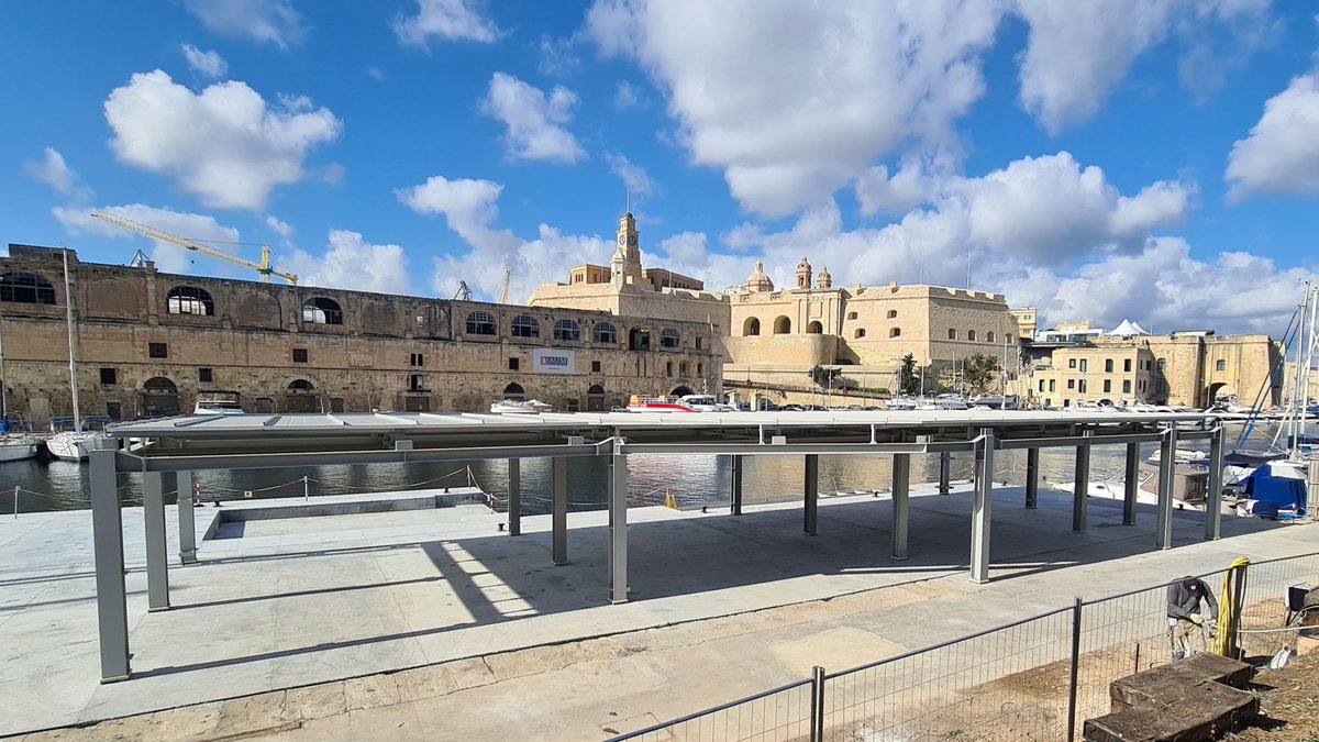 F_Azzopardi's tweet photo. Final phases of #Cospicua ferry landing site. €5m @InfraMalta EU-funded project for safer facilities for ferry passengers travelling between #Sliema, #Valletta &amp; #Cospicua, improving efficiency &amp; accessibility. @followianborg @stefanzrinzo @MaltaGov 
https://t.co/hN18H48NS9 https://t.co/K8wYNYA7kA