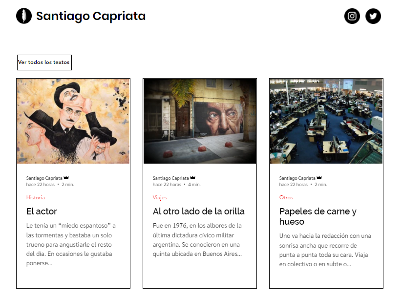 santicapriata's tweet photo. LANZAMIENTO ✍️✍️✍️

Los y las invito a mi nueva página web, en la que semana a semana subiré literatura. 

Ya hay 30 textos para leer, al igual que Calamus, mi primer y único libro publicado, que puede descargarse gratis.

¡Espero que la disfruten!

https://t.co/Q2DQNDocWA https://t.co/KDsMHO8yLK