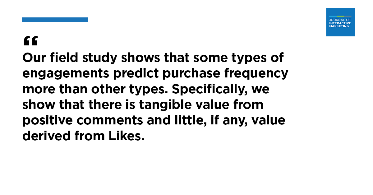 Read this month's feature article by <a href="/TheBrandGuyTim/">Tim Halloran</a> and <a href="/GatorLutz/">Richard Lutz</a> about why some consumer social media engagements predict increased purchases while many are negligible. authors.elsevier.com/a/1e0G~3u~JGYy…