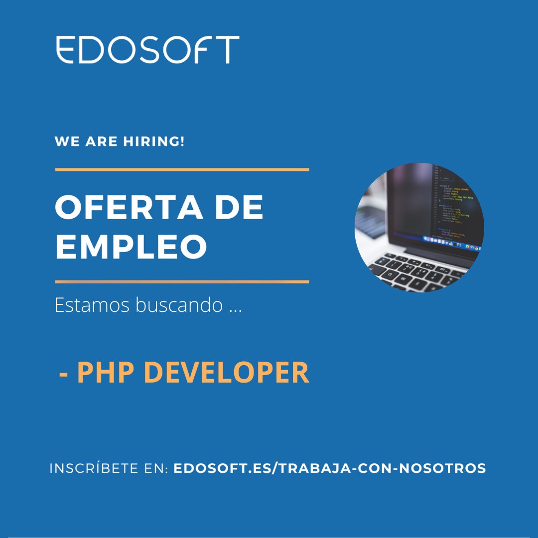 Buscamos desarrollador #php para nuestro equipo. Forma parte de <a href="/Edosoft/">Edo van Vliet</a>;  ¡Tenemos ganas de conocerte! 👇
bit.ly/3H0cTmM