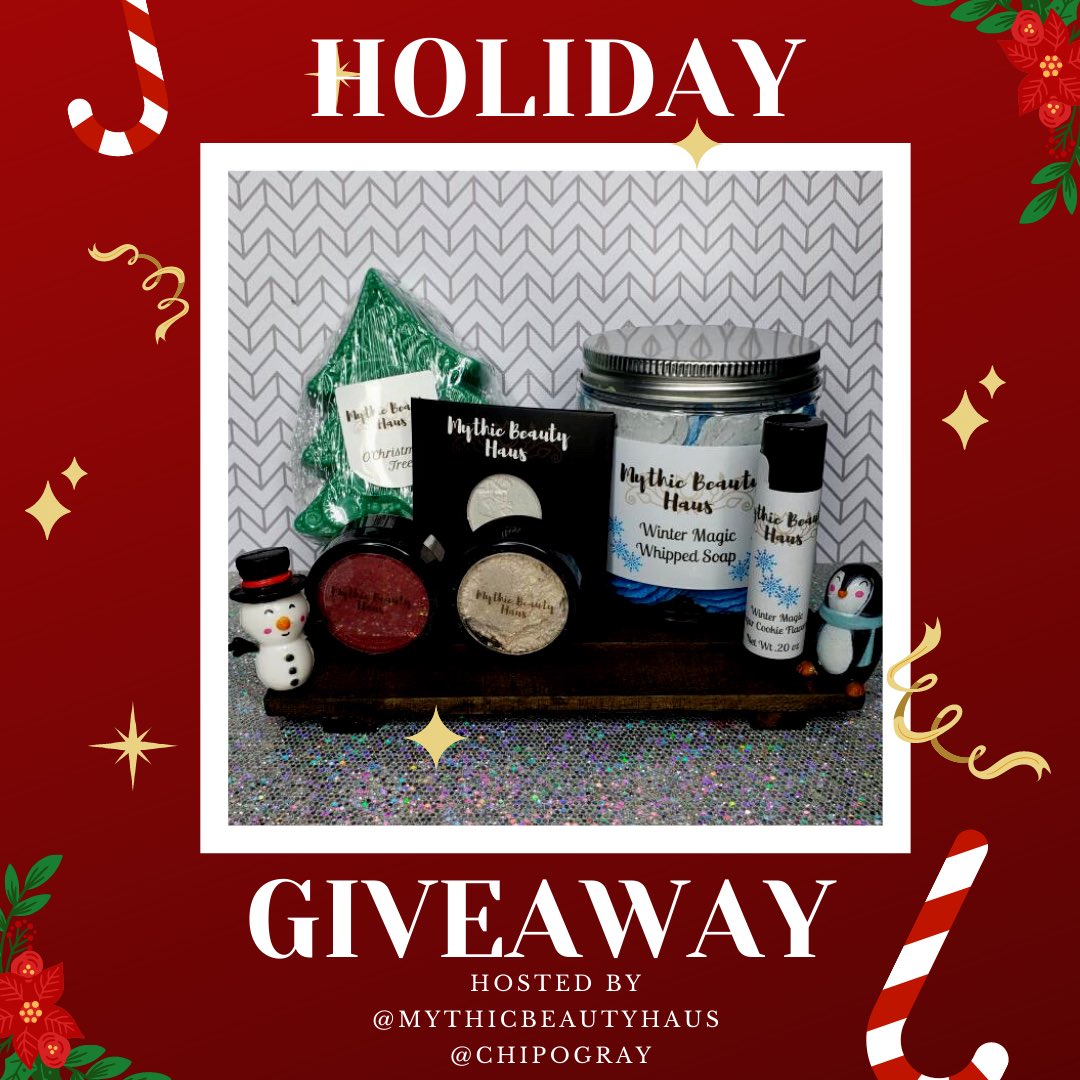 Check out our HOLIDAY GIVEAWAY 🎄 So excited to host a giveaway with the beautiful <a href="/mythicbeautyllc/">Mythic Beauty Haus LLC</a> 🎄 
.
Giveaway details on IG post ➡️ instagram.com/chipogray/
.
#giveaway #holidayseason
