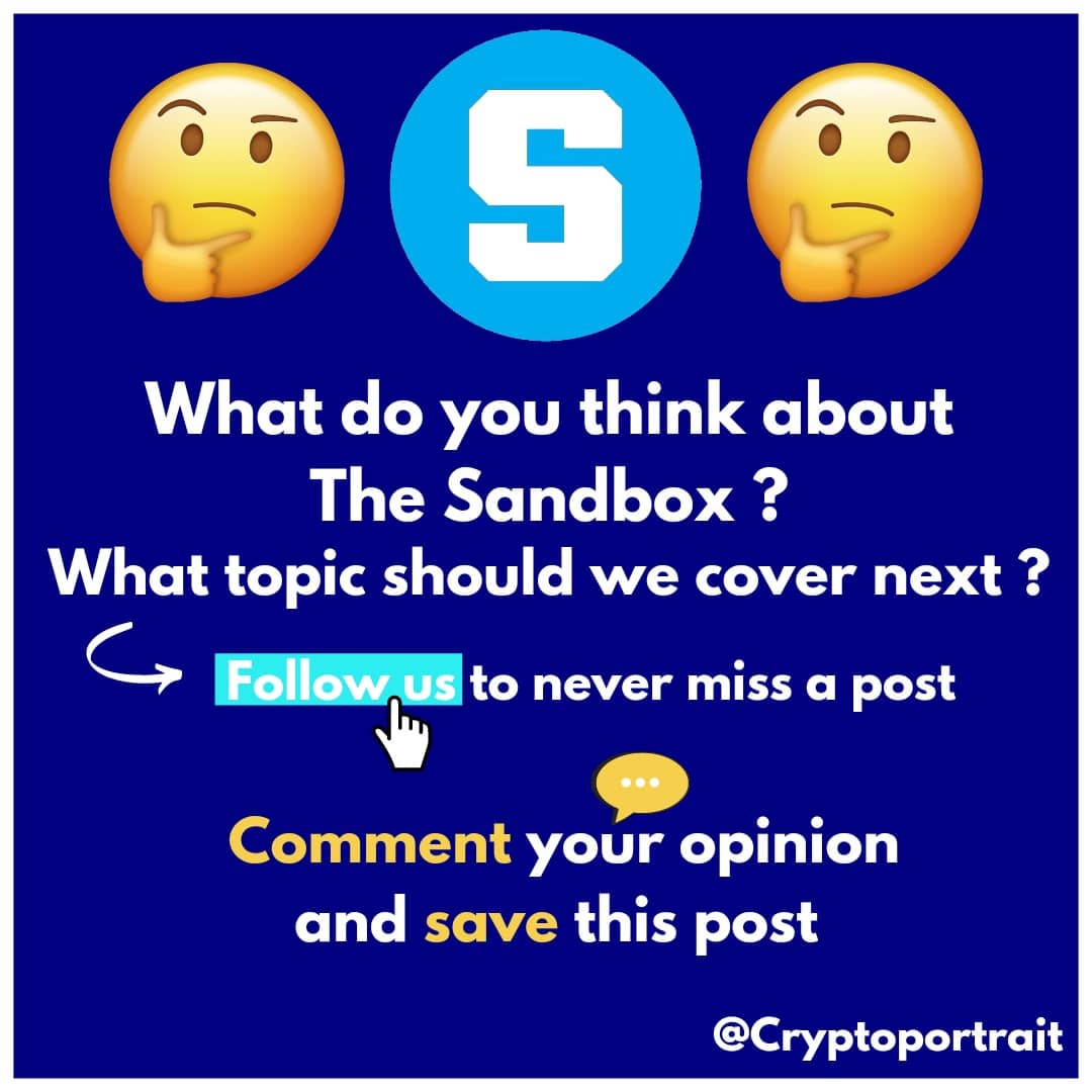 cryptoportrait's tweet photo. Today we want to introduce you to #sandbox .
Tell us in the comments what you think about #sand and its future. 🤔

We hope you enjoy our educational content.🎓
Keep in mind that this is not financial advice.

Unbezahlte Werbung // unpaid advertisment.

#cryptoportrait #Cryptos https://t.co/pBgjQkWgrz