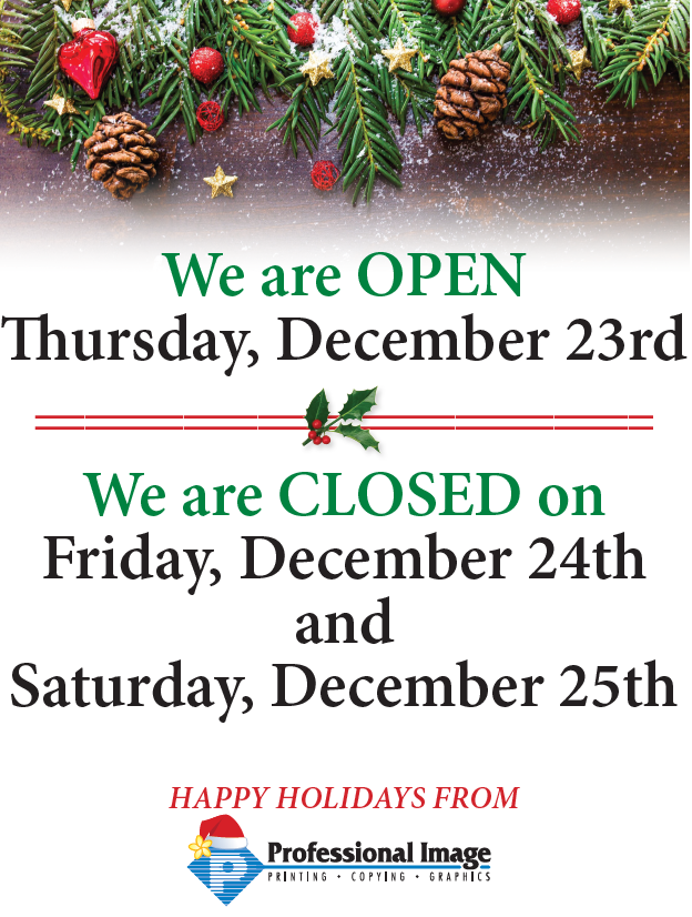 ProImageHI's tweet photo. We are Open this Thursday and will be Closed on Friday and Saturday for the Christmas Holiday! Happy Holidays from  https://t.co/AzhiYMp5ku https://t.co/s904BI6Uxj