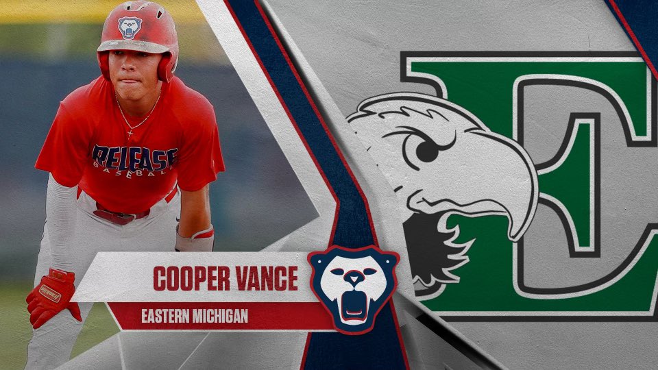 Release Baseball (@releasebaseball) on Twitter photo Cooper Vance is headed to Ypsilanti! 
The top 2022 prospect is taking his unbelievable glove and competitive edge to Eastern Michigan! Congrats, Coop! 
#WreakHavoc Cooper Vance is headed to Ypsilanti! 
The top 2022 prospect is taking his unbelievable glove and competitive edge to Eastern Michigan! Congrats, Coop! 
#WreakHavoc