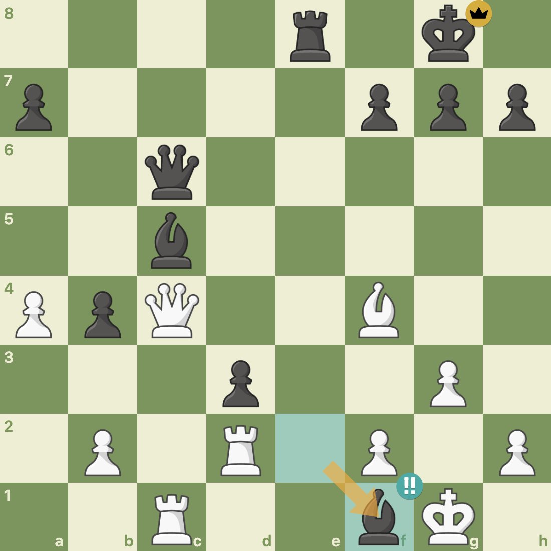 chesscom's tweet photo. Another candidate for Move of the Year:
25...Bf1 played by @NihalSarin!

If the rook on c1 captures the bishop White will lose its queen after Bf2+! 👏👏👏 https://t.co/8tFEND7sxP