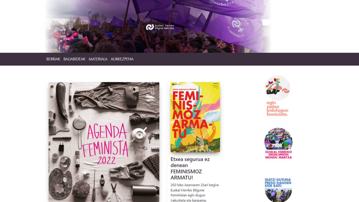 Adi!

Webgune berria estreinatu berri dugu:
bilgunefeminista.eus

Euskal Herriko Bilgune Feministaren azken berriak, 
materiala eta baliabideen artxibategia eskura daude bertan!

Sartu, begiratu, erabili, zabaldu!

👀👇