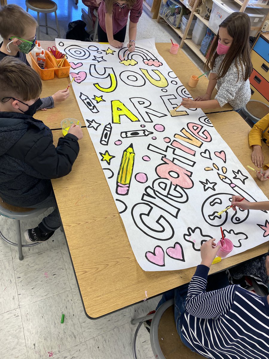 Happy last full day before winter break! Students are having fun painting these positive posters, which will welcome students back after break!