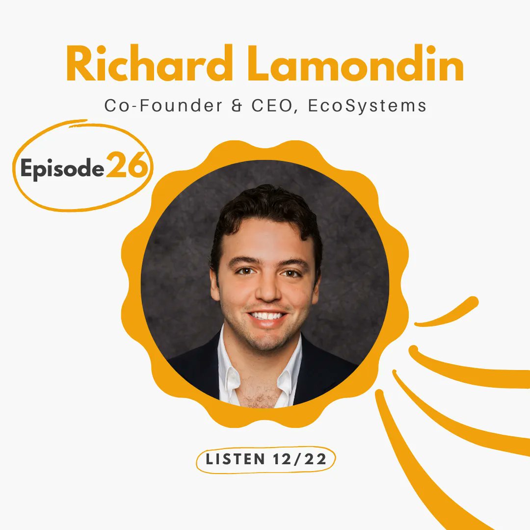 This week's guest is Richard Lamondin, Co-Founder &amp; CEO of EcoSystems! #EcoSystems is a full-service water and energy #conservation company centered around the mission to prove that conservation is good for business.

Tune in Wednesday! #sustainability #greenenergy #climatecrisis