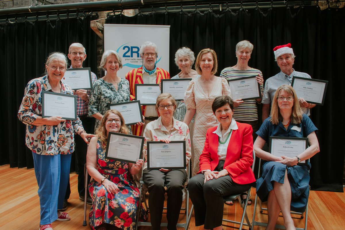 Congrats to our long serving volunteers  - celebrating 5,10 and 20 year milestones. Their voices are heard by more than 100,000 listeners. Thanks a million! To listen to newspapers on demand 2rph.org.au/listen/news-on…