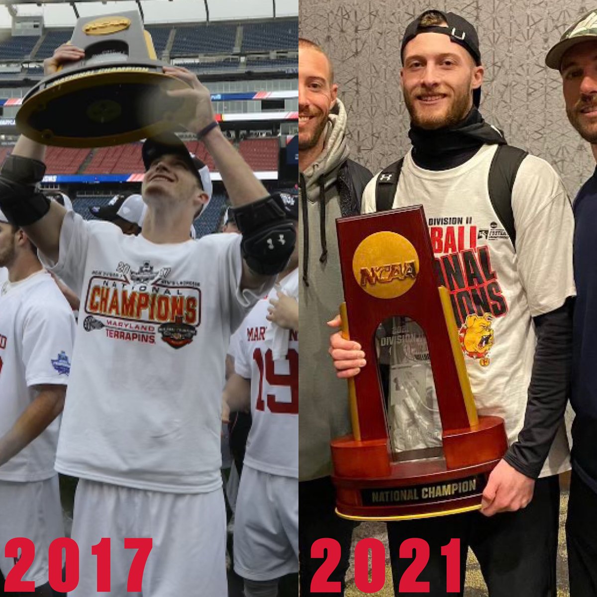 umterps's tweet photo. Jared Bernhardt's college career:

2017: Lax National Title
2021: Lax National Player of the Year
2021: Football National Title

Two different sports. Two different schools. What a story. https://t.co/r3NENhsktD