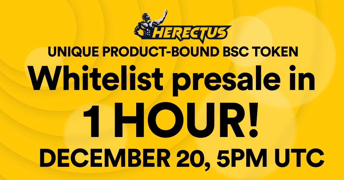 Herectus - Whitelist🔥$BIGD🔥Presale will be live in less than 1 hour!!!!🚀🚀🚀

💸Presale will take place here: 
herectus.com/presale

✅Visit our telegram group for more information!
t.me/herectus

#BIGD #BSC #100xGems #Airdrops #cryptoairdrop #crypto