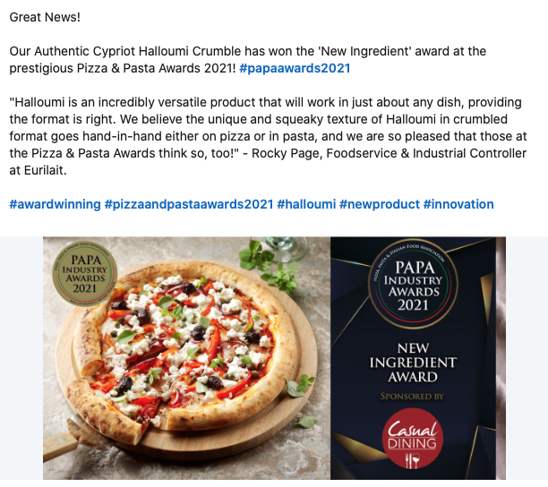 A great #win for us at the recent @PizzaPastaUK PAPA awards.
ow.ly/bEE950GNH1B
#PAPAawards2021