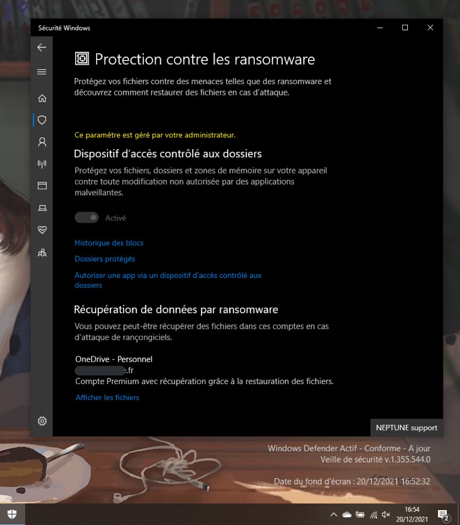 TomekTR's tweet image. #WindowsDefender peut vous aider à éviter une perte de données lorsque vous êtes malheureusement attaqué par un #Ransomware , ne négligez pas cet outil extrêmement puissant même si un peu contraignant (vous devrez approuver les logiciels autorisés à manipuler vos données)