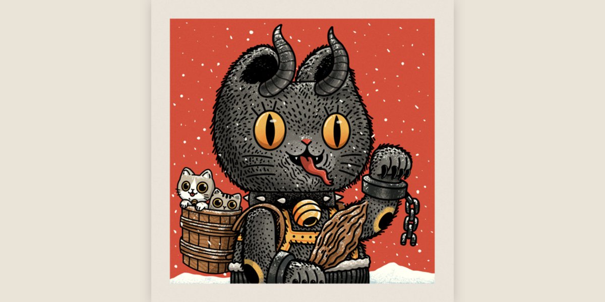 Unlucky #giveaway. Krampus is the new member of the collection. If you want to be the owner, you just need to:

- Follow <a href="/ppmid/">Pepe Rodriguez</a> account.
- Retweet this post.
- Use #UnluckyGang 😺
- Deadline Wednesday, Dec. 22, 10:00 PM CT.
- Gas fees are not included in the transaction.

🧵 1/2
