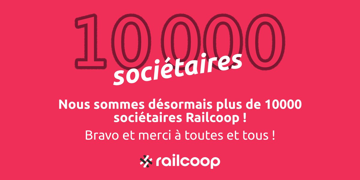 🎉Nous sommes désormais plus de 10 000 sociétaires ! 🎉

Un très grand #merci à toutes celles et ceux qui co-construisent le projet Railcoop avec nous !🥳
Ce nombre incarne votre mobilisation au service de Railcoop.

Rejoignez l'aventure sur railcoop.fr