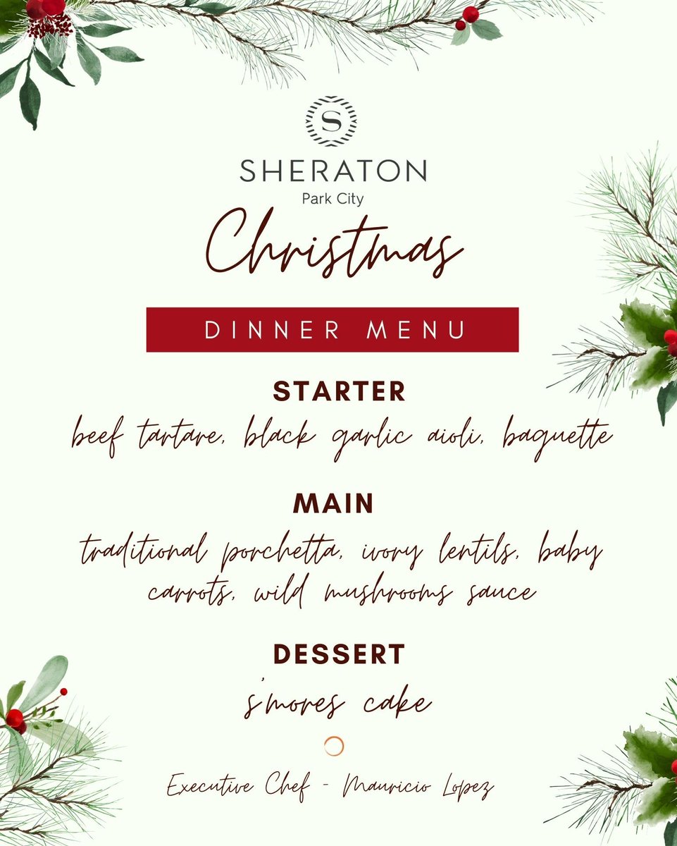 PCSheraton's tweet image. It's time to eat, drink and be merry! This Christmas Eve, join us at Timbers Restaurant for a delicious holiday feast at $45 per person. Don't miss out-- we're requesting your 'presents'. 🎁😉