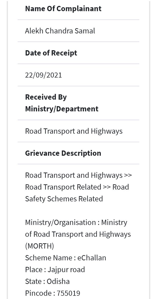 acsamal1953's tweet photo. Arbitrary issue of eChallan, digital documents not honoured.Intimidation &amp; personal harassment to senior citizen driving personal car on National Highways and intimidation on false grounds. Objection made &amp; Grievance raised on cpgrams portal remain unresolved till date. https://t.co/9WnayiCfNP