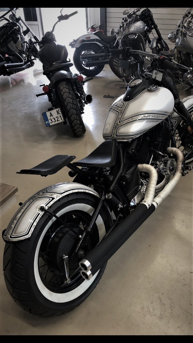 CustomNomad's tweet image. Yamaha XVS 650 "Crossroads" 
Built by Nomad Custom Motorcycle Ltd 
Second Project 2021
The true "Bobber" style achieved in this project. Black/white contrast, clean lines, simplicity. 
We hope that this is the last bobber we made with a back seat 🙂А Bobber rider is a Solo rider.