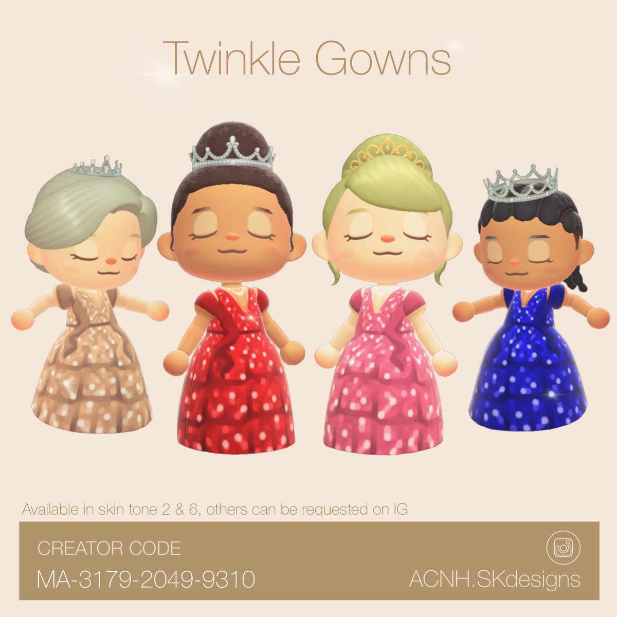✨ Twinkle Gowns ✨

Perfect for your Holidays Party 🎄🥂💖
.
.
.
.
.
#ACNH #AnimalCrossing #ACNHDesigns #ACNHChristmas #AnimalCrossingDesigns #AnimalCrossingNewHorizon #マイデザイン #マイデ