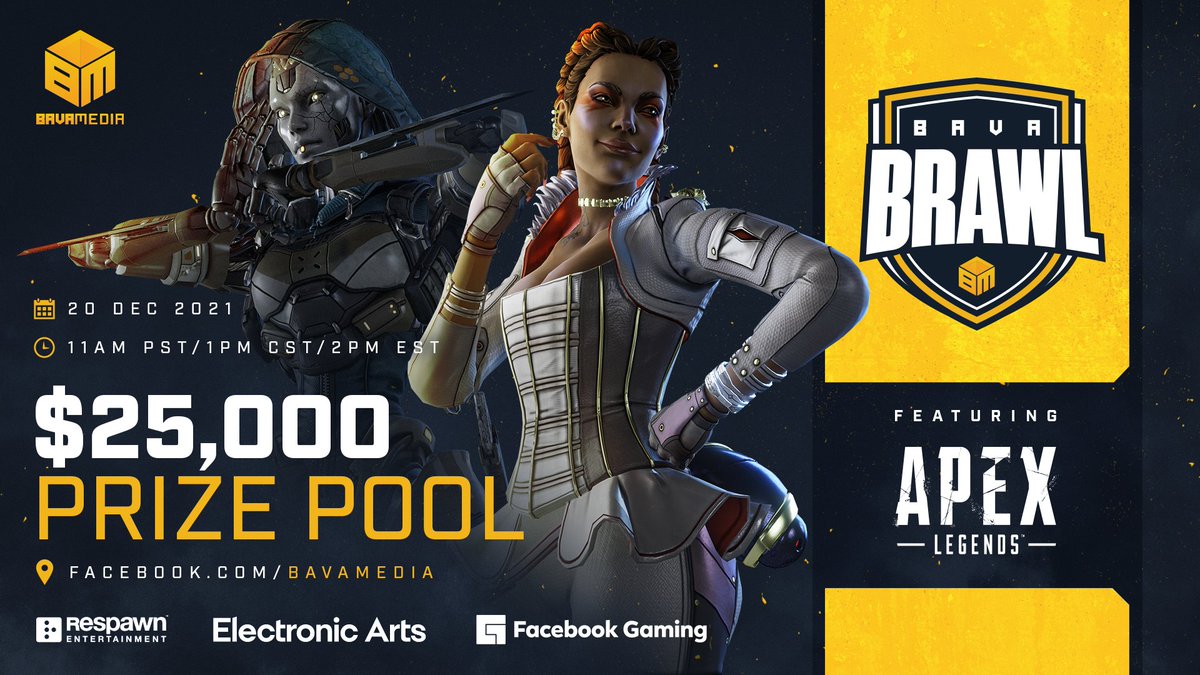 🔥GAME DAY🔥

The Top 15 teams from last Friday's OFFLINE Qualifiers will be moving on to TODAY'S #BavaBrawl $25,000 LIVE Tournament @ 11AM PT exclusively on <a href="/FacebookGaming/">Facebook Gaming</a>! 😎

Watch Live Here➡️: fb.me/e/dLgDtQFpn

#BavaMedia #Apex #ApexLegends #FacebookGaming #Esports