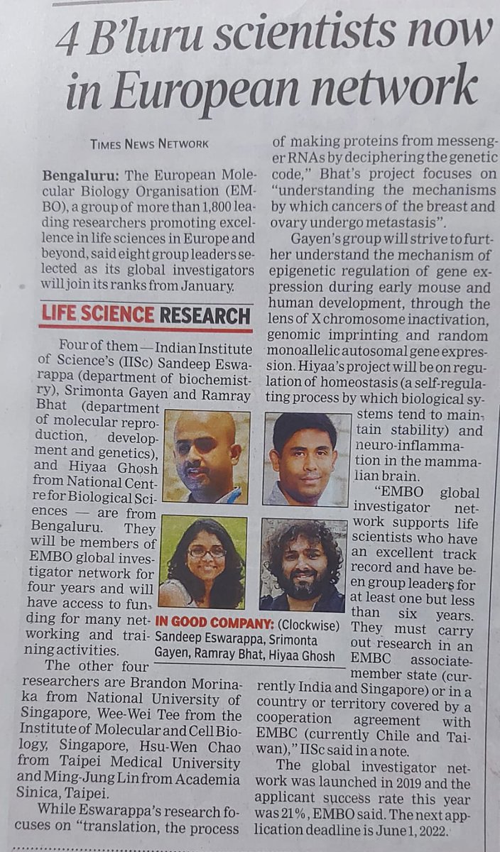 Eswarappa Lab IISc (@eswarappalab) on Twitter photo An excerpt from today's <a href="/timesofindia/">The Times Of India</a>
<a href="/EMBO/">EMBO</a> <a href="/iiscbangalore/">IISc Bangalore</a> @BICS_IISC #AcademicTwitter <a href="/AcademicChatter/">Academic Chatter™</a> <a href="/VoicesofIndAcad/">Voices of Indian Academia</a> <a href="/PhDVoice/">PhD Voice - Independently Run</a> <a href="/Bio_IISc/">Biological Sci, IISc</a> #Biology An excerpt from today's <a href="/timesofindia/">The Times Of India</a>
<a href="/EMBO/">EMBO</a> <a href="/iiscbangalore/">IISc Bangalore</a> @BICS_IISC #AcademicTwitter <a href="/AcademicChatter/">Academic Chatter™</a> <a href="/VoicesofIndAcad/">Voices of Indian Academia</a> <a href="/PhDVoice/">PhD Voice - Independently Run</a> <a href="/Bio_IISc/">Biological Sci, IISc</a> #Biology