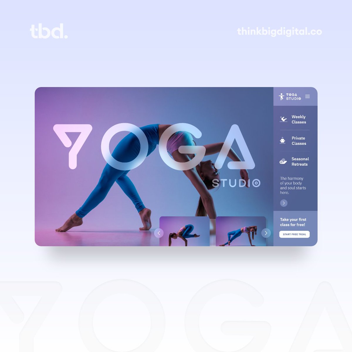 ThinkBigDigitl's tweet photo. Our recent design for a Yoga Studio.
👨‍💻 DM us for any project requirement.
Let us know what do you think? 
#webdesign #webdesigner #webdesigning #webdesigns  #uiuxdesign #uidesign  #uiuxdesign  #dailyui #uidesign #uitrends https://t.co/DiD0dlMAHA