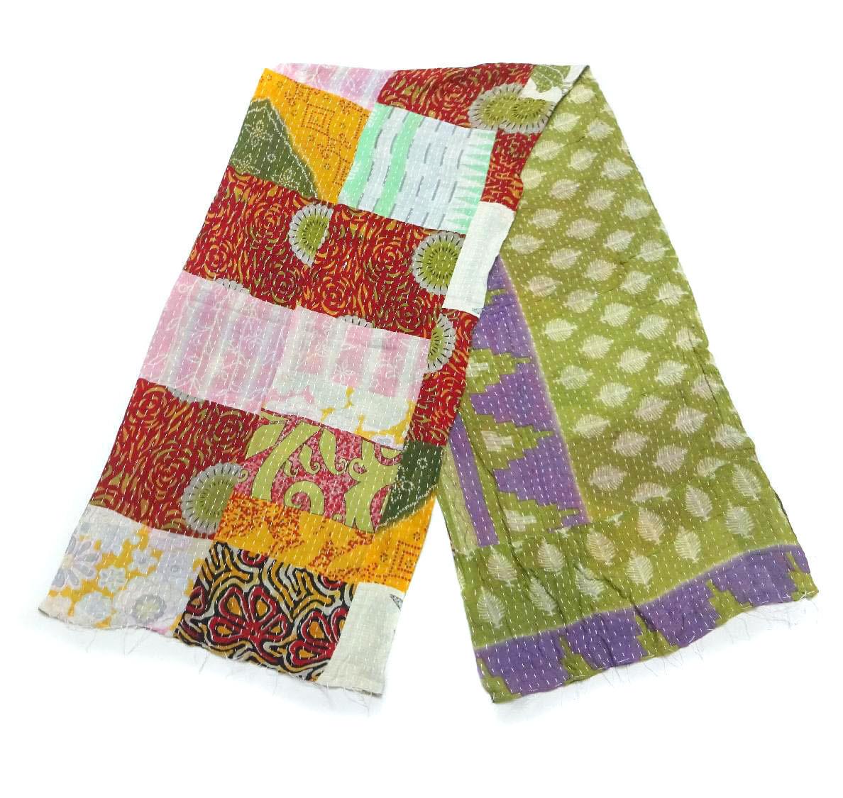 Cotton Kantha Scarf Vintage Head Wrap Stole Dupatta Hand Quilted Women Bandanas  SU04