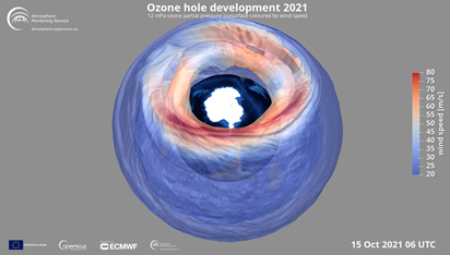 Scientists from the #CopernicusAtmosphere Monitoring Service confirm that the 2021 Antarctic #OzoneHole has almost reached its end, following a season with a considerably large and prolonged ozone hole. Read more here  ➡ bit.ly/3smpFaQ
